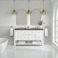James Martin Vanities Breckenridge 60" Double Bathroom Vanity in Bright White with 3 cm Parisien Bleu Quartz Top and Rectangular Sinks, , large