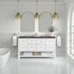 James Martin Vanities Breckenridge 60" Double Bathroom Vanity in Bright White with 3 cm Parisien Bleu Quartz Top and Rectangular Sinks, , large