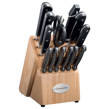 Power A Sabre 14-Piece Knife Block in Brown and Stainless Steel, , large