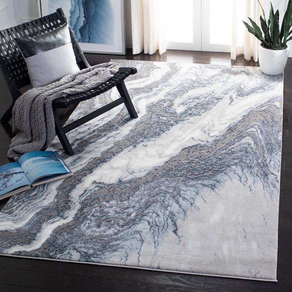 Safavieh Craft CFT844M 5&#39;3&quot; x 7&#39;6&quot; Blue and Grey Area Rug, , large