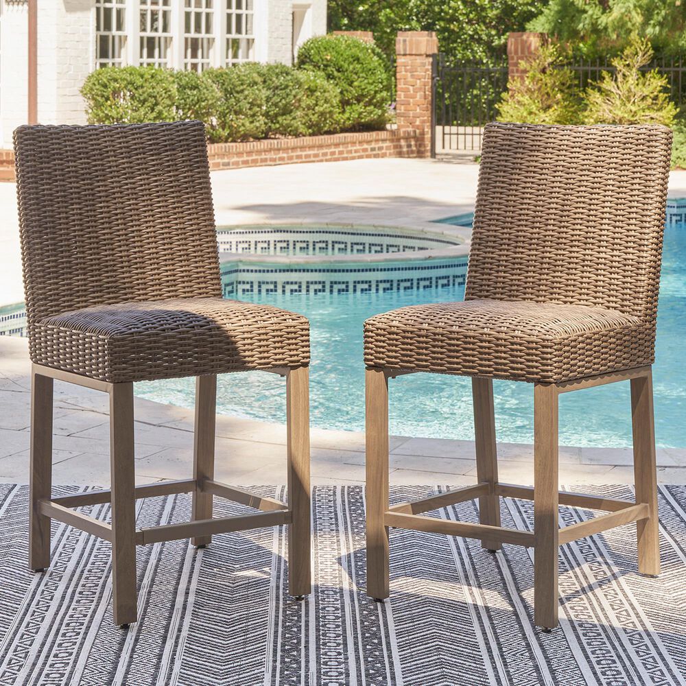 Ashley Walton Bridge Outdoor Bar Stool in Driftwood &#40;Set of 2&#41;, , large