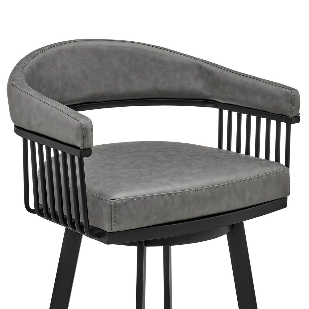 Blue River Chelsea 30&quot; Swivel Barstool with Vintage Gray Cushion in Matte Black, , large