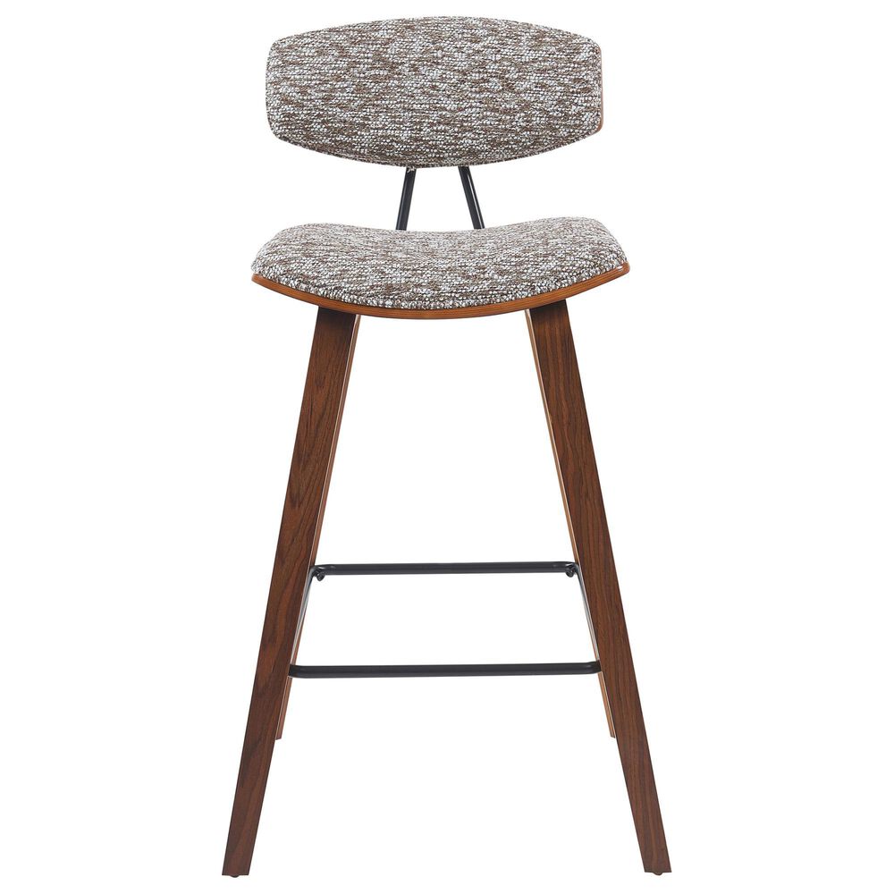 Armen Living Fox Counter Height Stool with Speckled Brown Upholstery in Walnut, , large