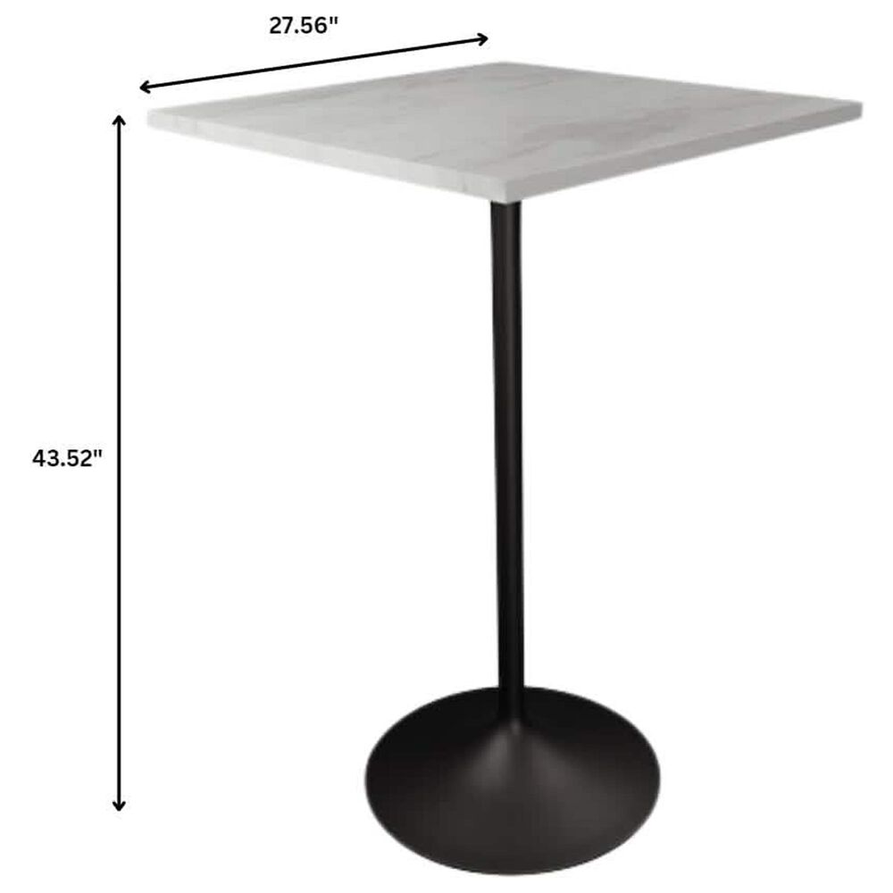 Leisuremod LeisureMod Verve Collection Modern Bar Height Table Black Base with 27 Square Marbleized White Laminated  Top, , large
