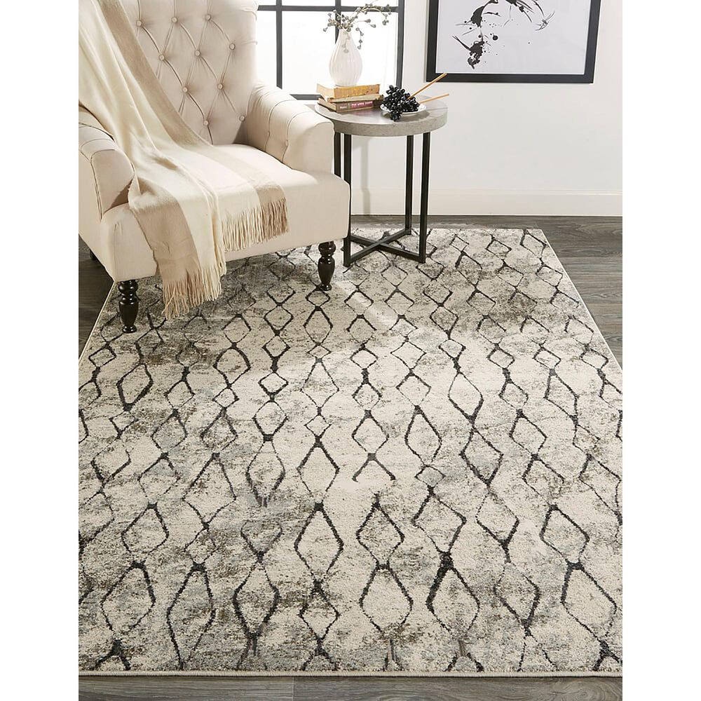 Feizy Kano 7&#39;10&quot; x 10&#39; Sand and Charcoal Area Rug, , large