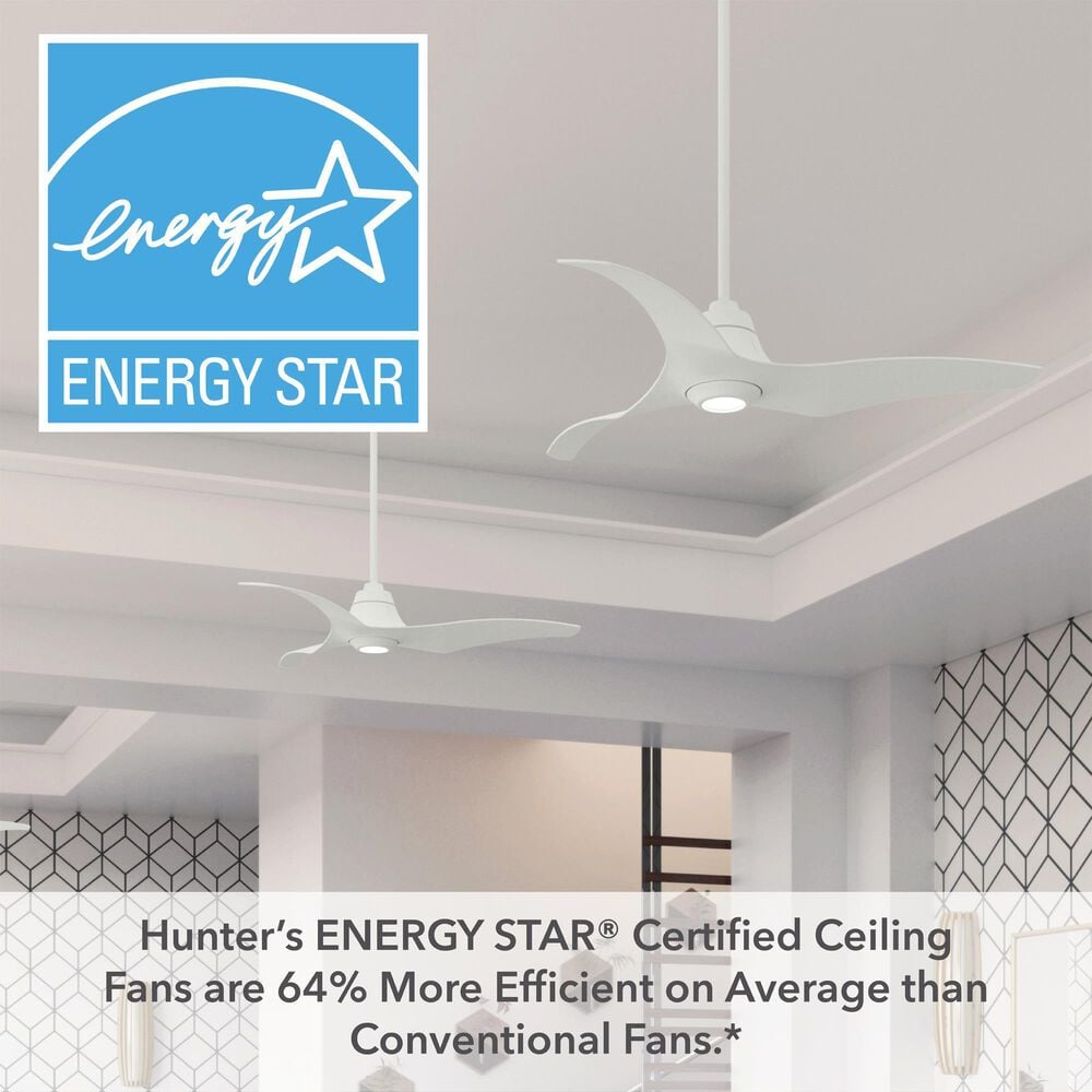 Hunter Stingray 60&quot; Ceiling Fan with LED Light in Matte White, , large