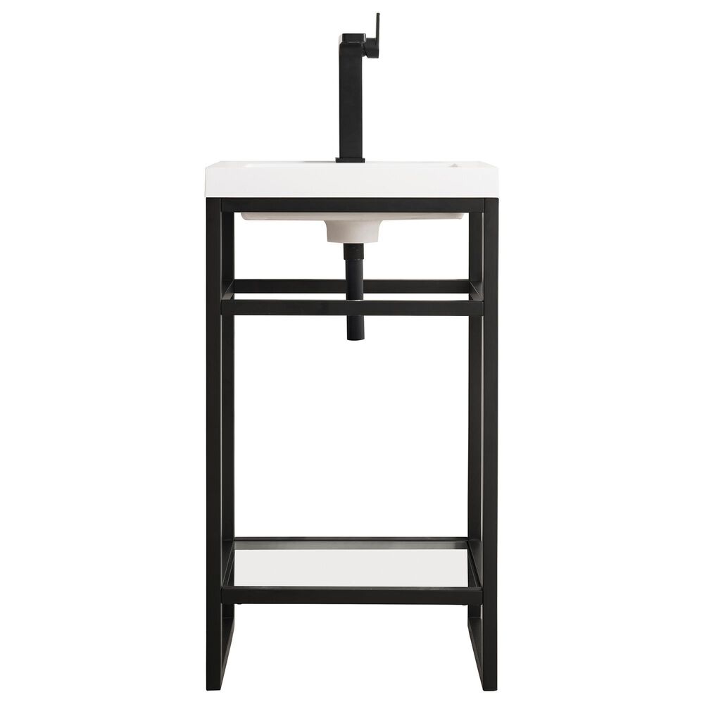 James Martin Vanities Boston 20" Single Bathroom Vanity in Matte Black with 3 cm White Glossy Resin Countertop and Rectangular Sink, , large
