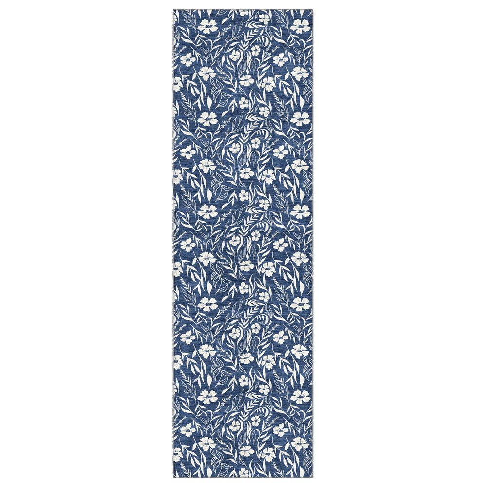 Dalyn Rug Company Soft Essentials Floral Navy 2"3" x 7"6" Indoor/Outdoor Runner, , large