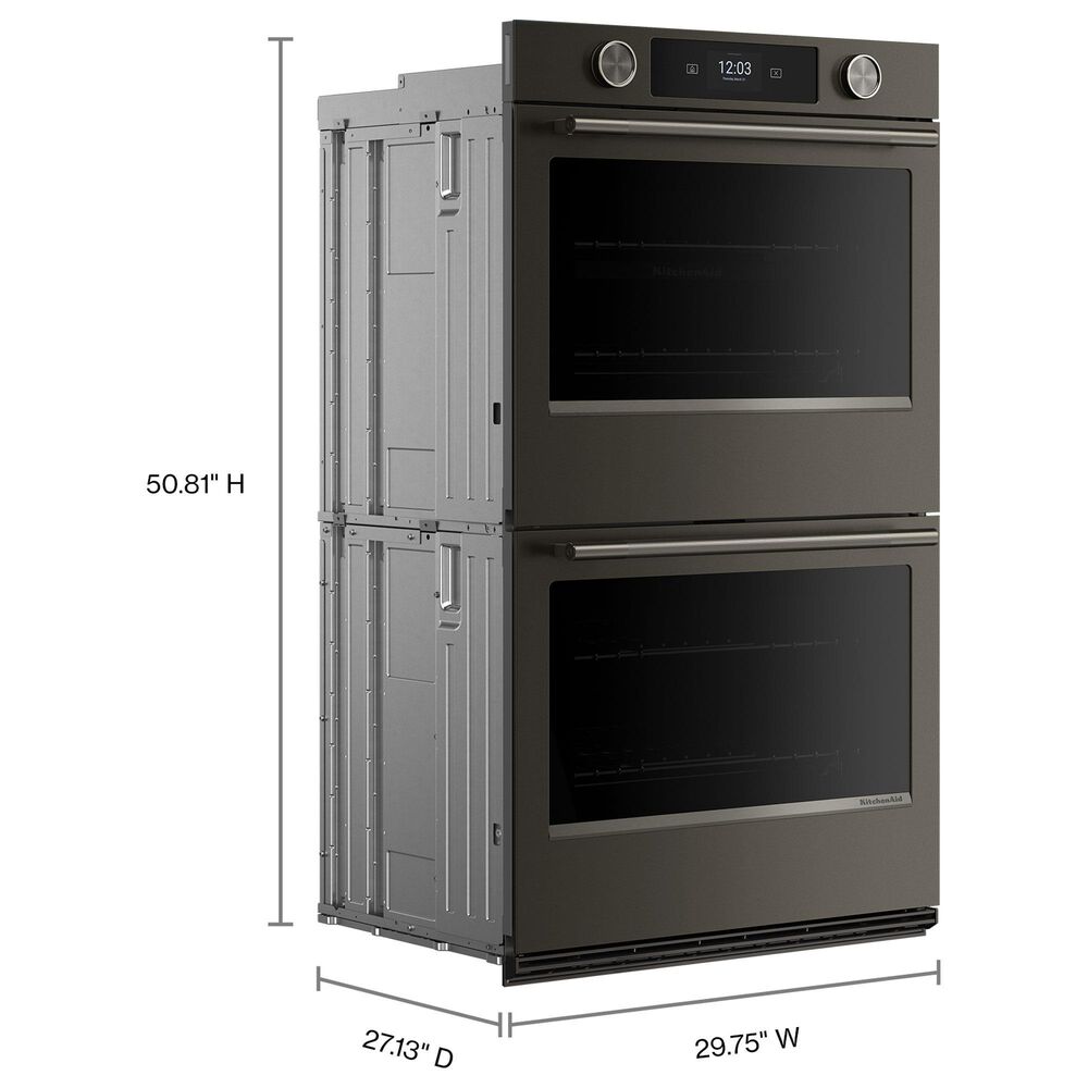 KitchenAid 2-Piece Kitchen Package with Black Ore 30" Smart Double Wall Oven and Black 30" Induction Cooktop, , large
