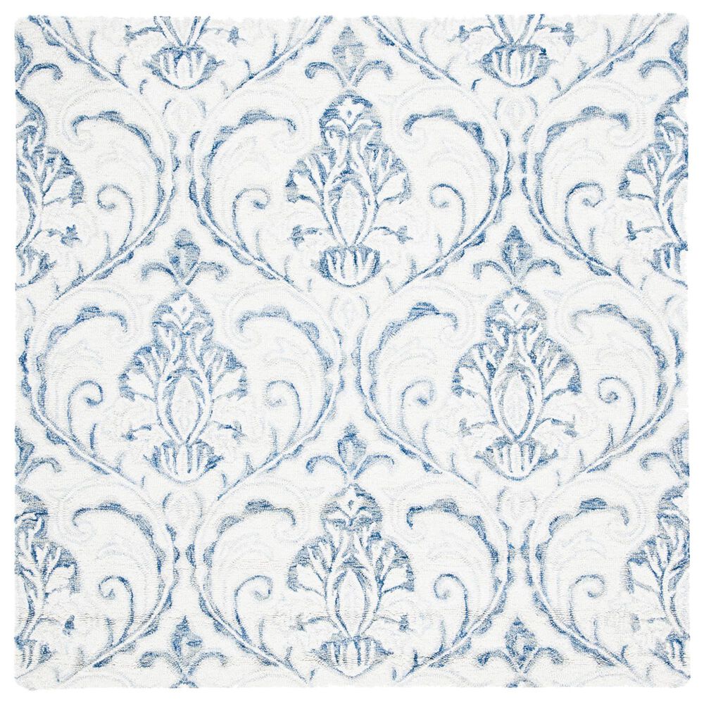 Safavieh Micro-Loop MLP532A 5" Square Ivory and Blue Area Rug, , large