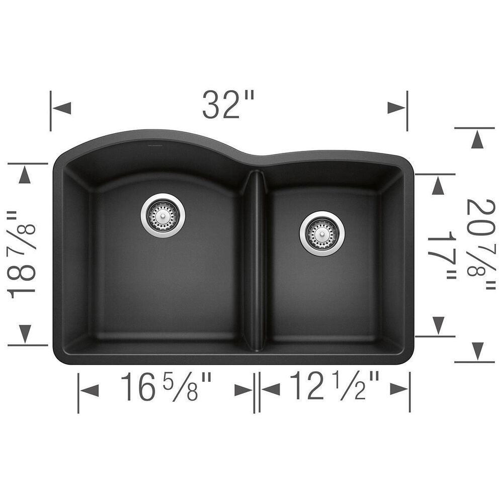 Blanco Diamond 32&quot; 1-3/4 Double Bowl Kitchen Sink in Anthracite, , large
