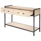 Splendor Living Irvington Faux Shagreen 2-Drawer Console Table in Taupe and Black, , large