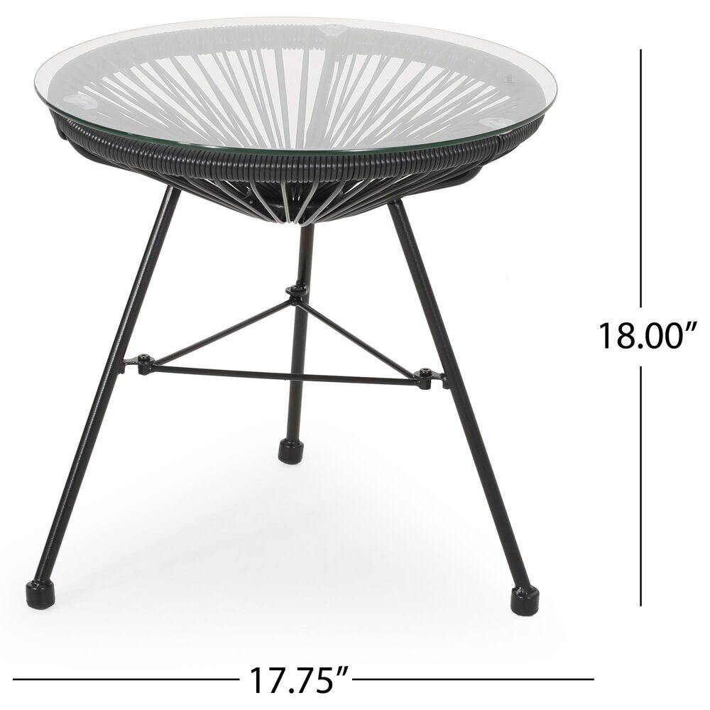 Hearth and Haven Nusa Round Patio Side Table in Black and Clear, , large