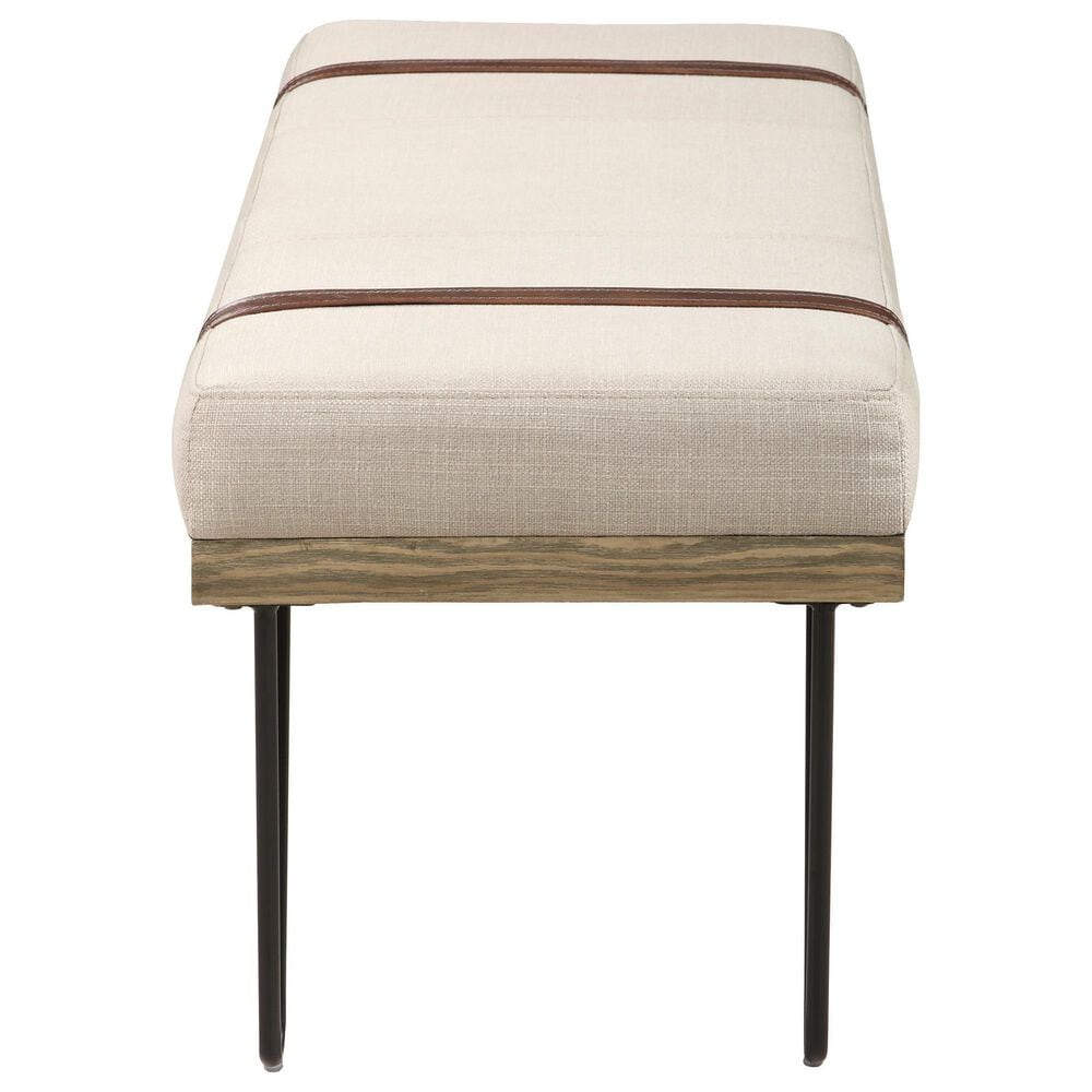 Pacific Landing Niguel Austin Upholstered Bench with Beige Cushion in Black, , large
