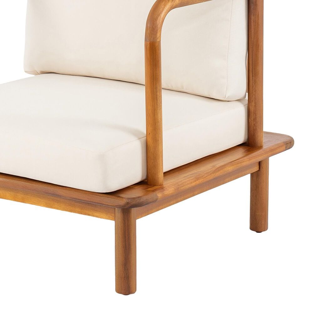Hearth and Haven Canape Outdoor Club Chair with Curved Arms and Cushions in Cream (Set of 2), , large