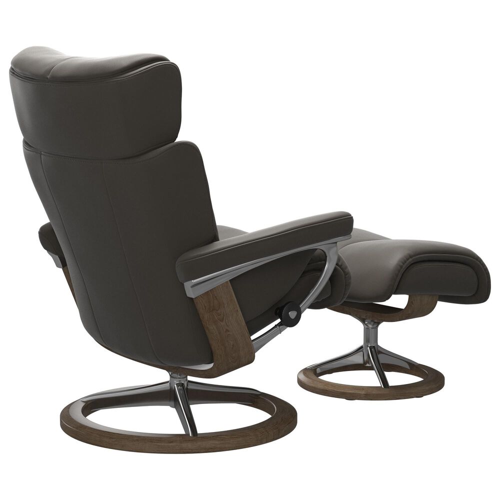 Stressless Magic Medium Leather Chair and Ottoman in Paloma Metal Grey, , large