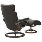 Stressless Magic Medium Leather Chair and Ottoman in Paloma Metal Grey, , large