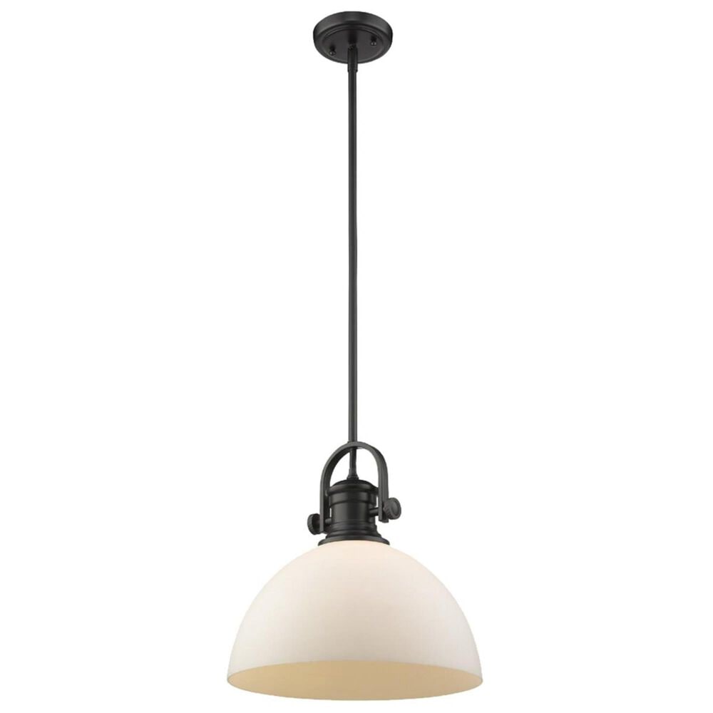 Golden Lighting Hines 1-Light Pendant in Black with Opal Glass, , large