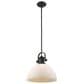 Golden Lighting Hines 1-Light Pendant in Black with Opal Glass, , large