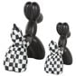Maple and Jade 2-Piece Dog Balloon Decorative Sculpture Set with Checkered Accents in Matte Black and White, , large