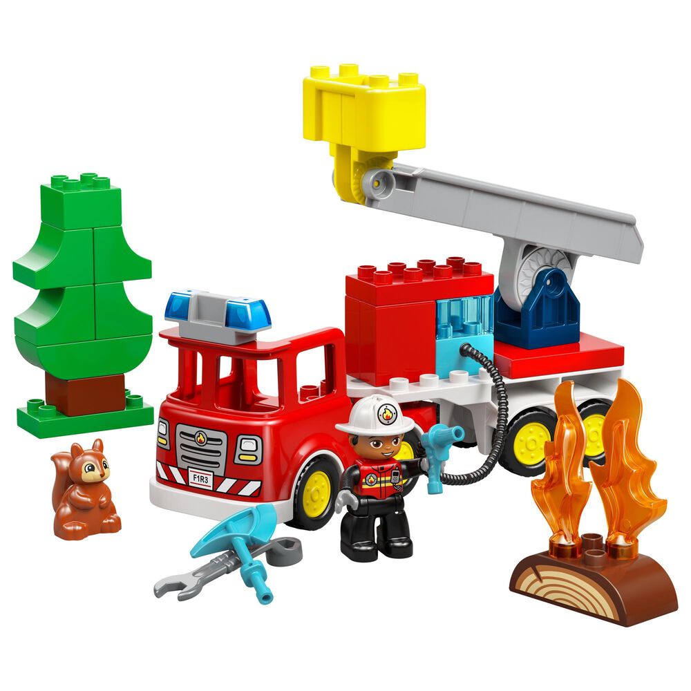 LEGO Duplo Fire Truck with Hose and Firefighter Building Set, , large