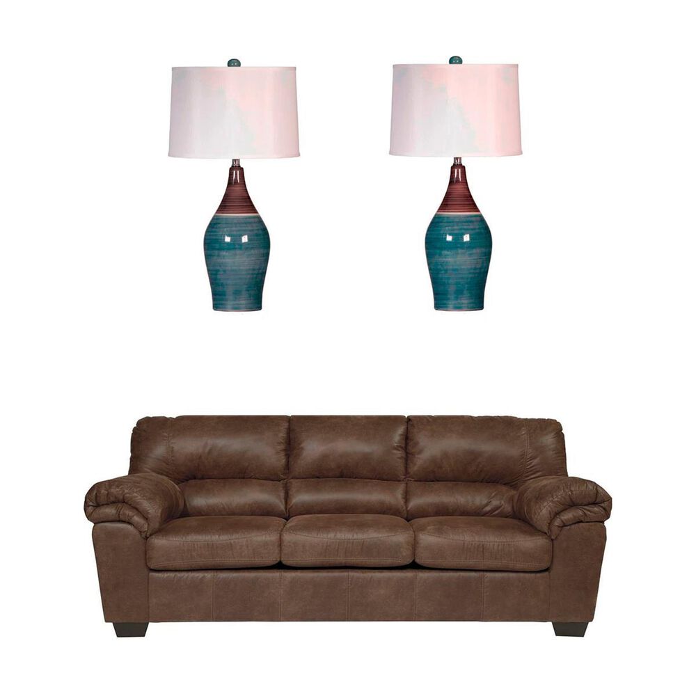 Ashley Sofa and Pair of Lamps, , large