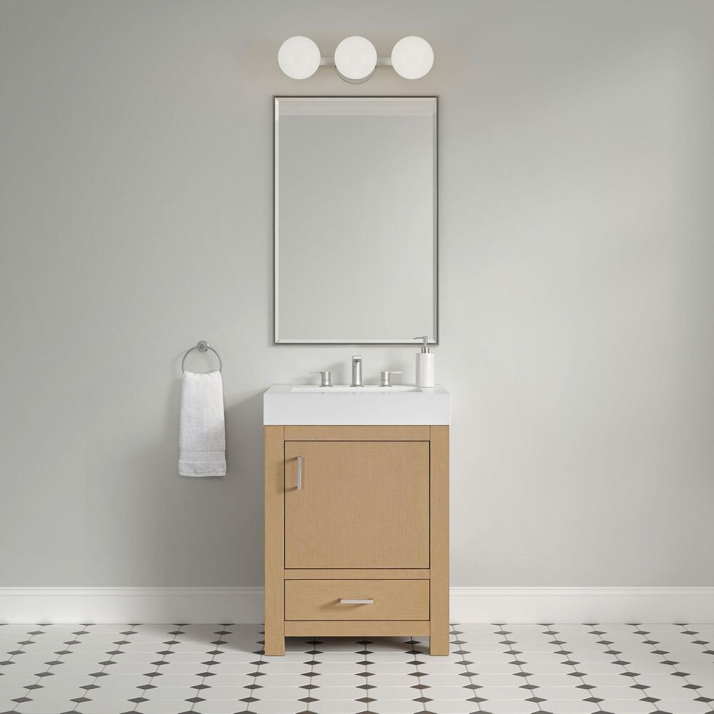 37B Alanya 24" Single Bathroom Vanity in Warm Oak with White Composite Stone Top, , large
