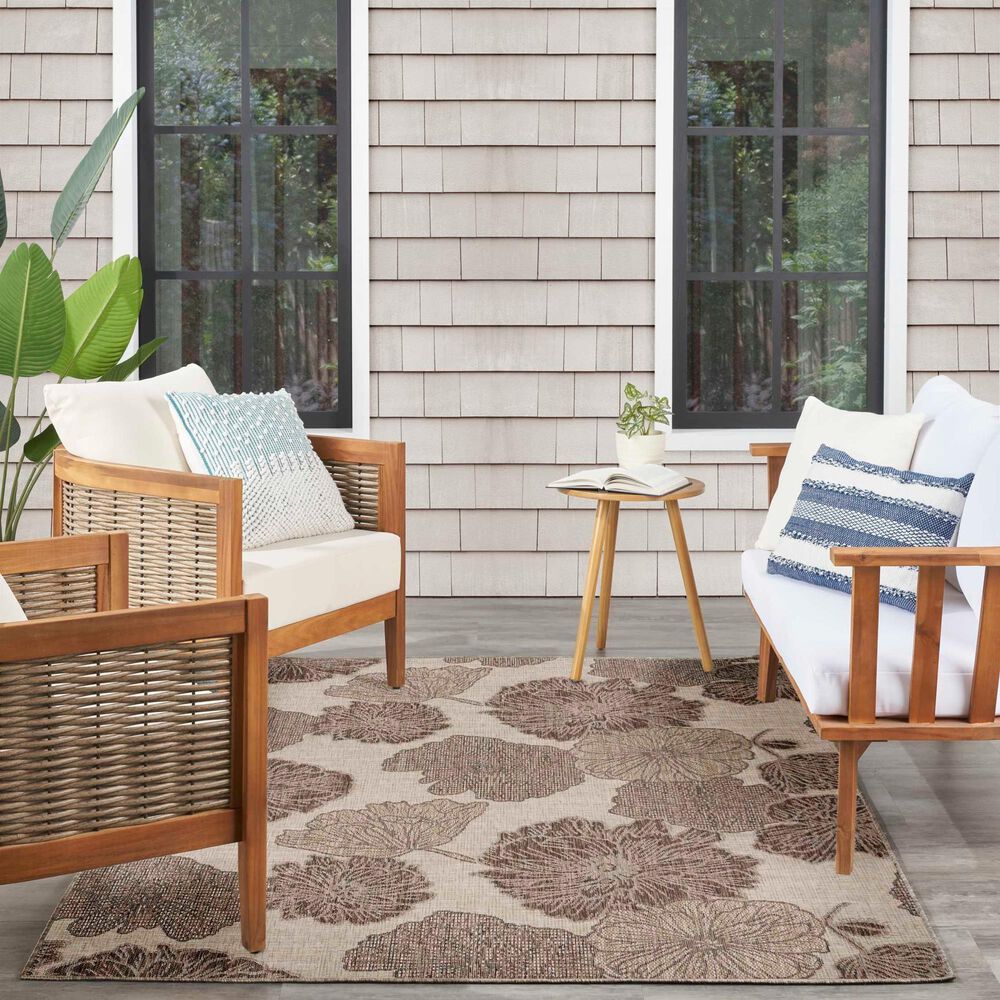 Nourison Garden Oasis Natural 4&#39; x 6&#39; Indoor/Outdoor Area Rug, , large