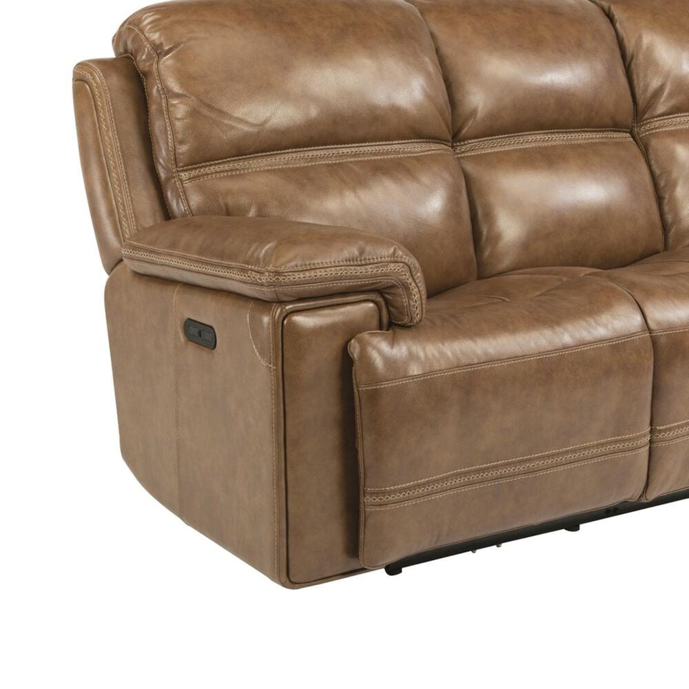 Flexsteel Fenwick Power Sofa with Headrest in Light Brown 