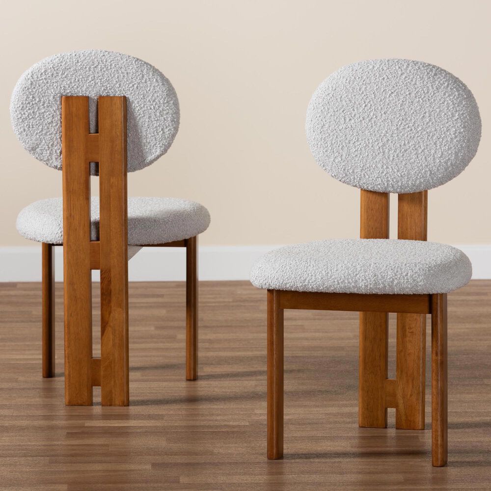 Baxton Studio Kacela Side Chair with Light Grey Cushion in Walnut Brown (Set of 2), , large