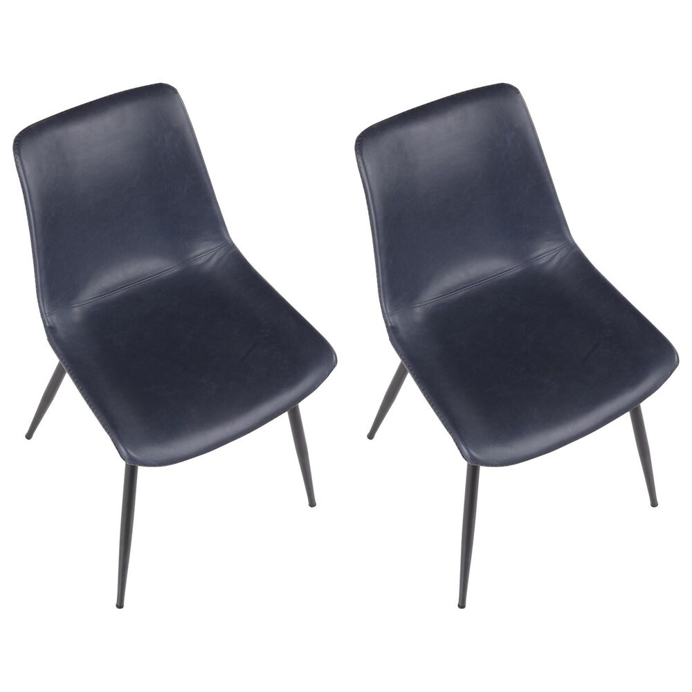 LumiSource Durango Side Chair with Blue Upholstered in Black (Set of 2), , large