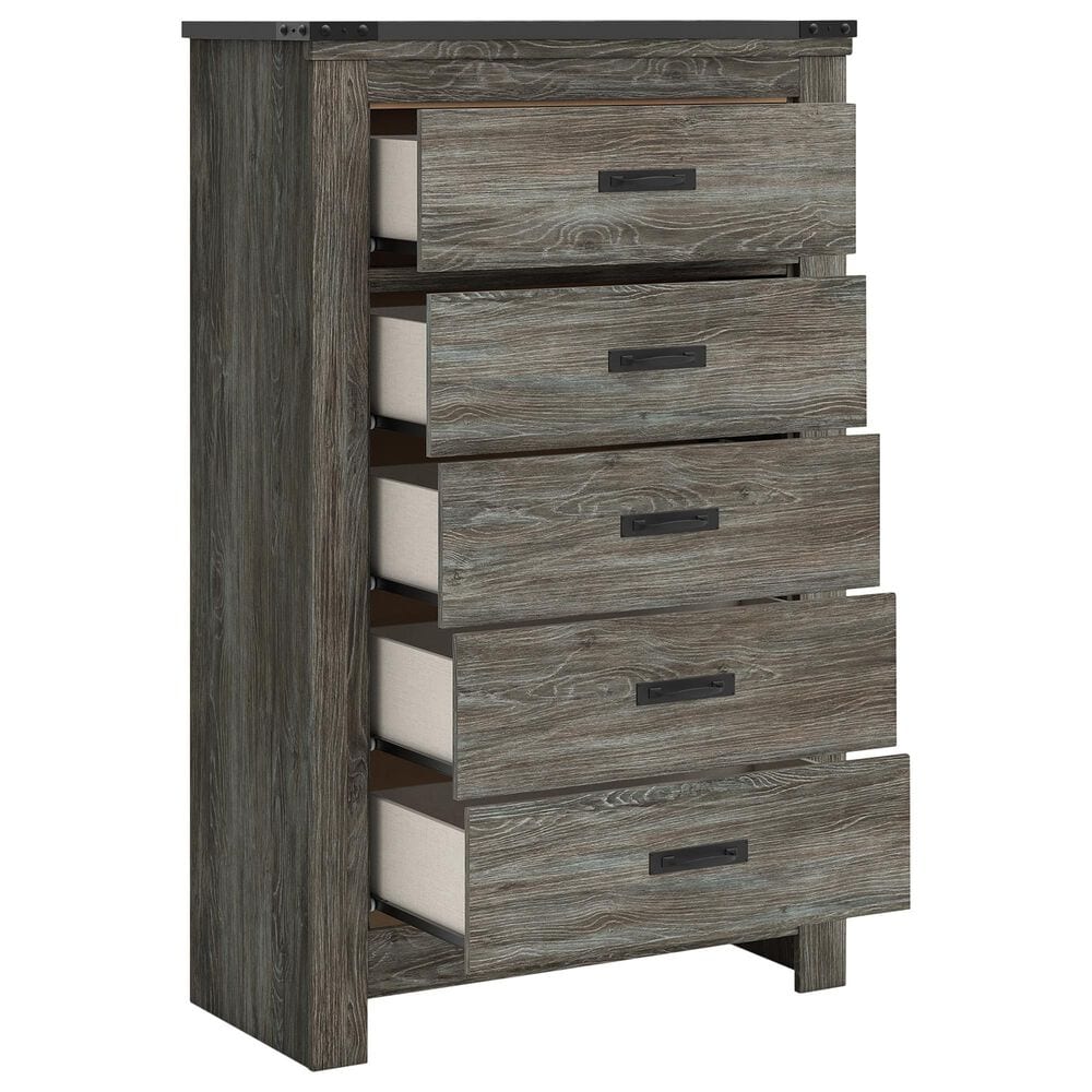 Ashley Frandern 5-Piece Twin Storage Bedroom Set in Rustic Warm Gray, , large