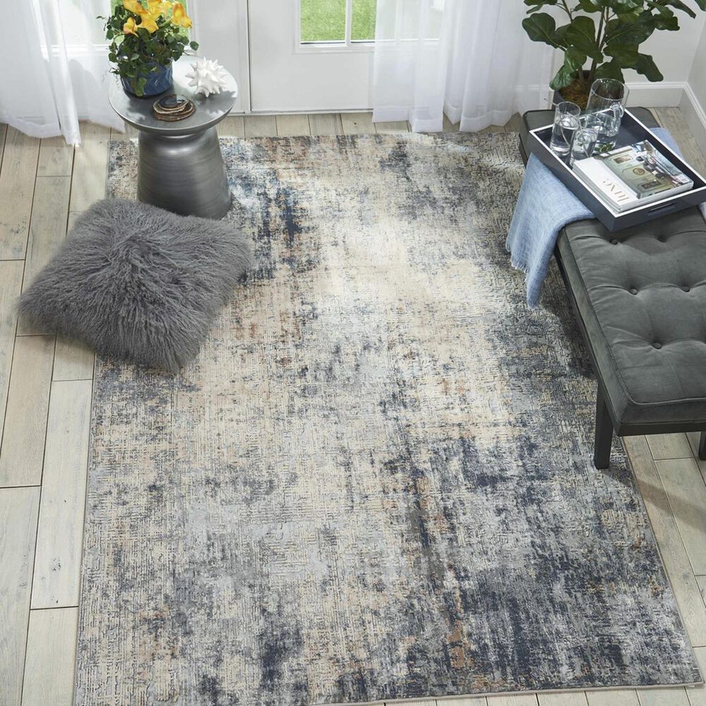 Nourison Rustic Textures RUS01 5&#39;3&quot; x 7&#39;3&quot; Grey and Beige Area Rug, , large