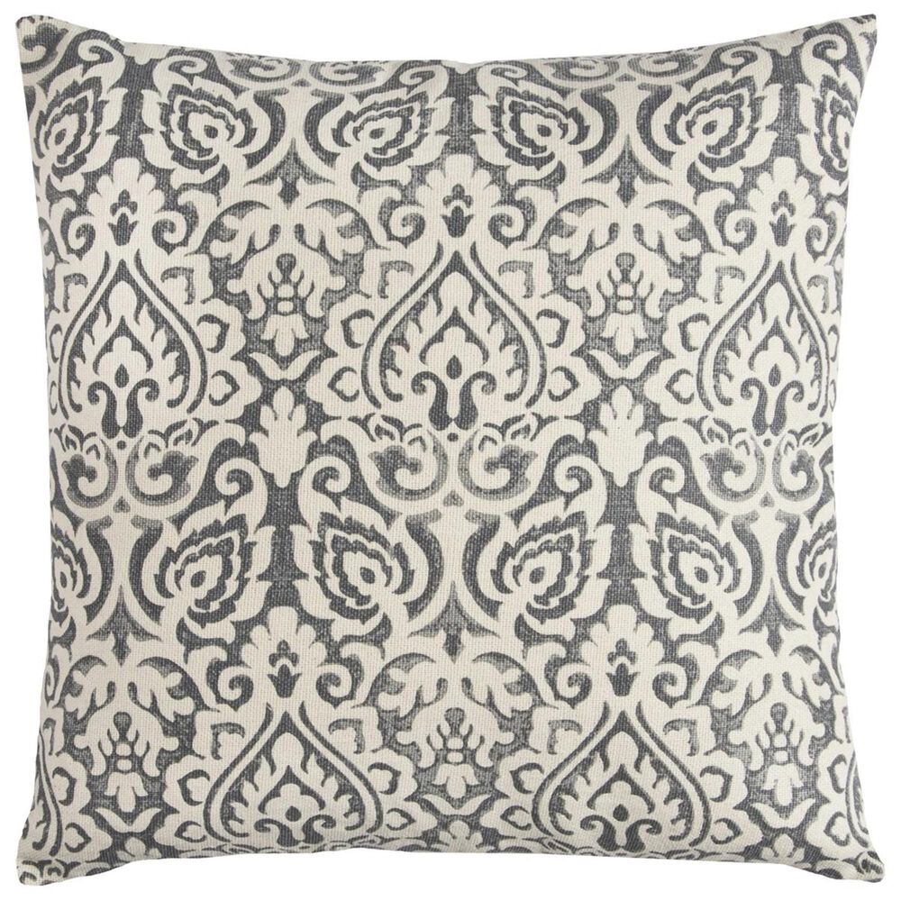 Rizzy Home 22&quot; x 22&quot; Damask Down Pillow in Gray and Beige, , large