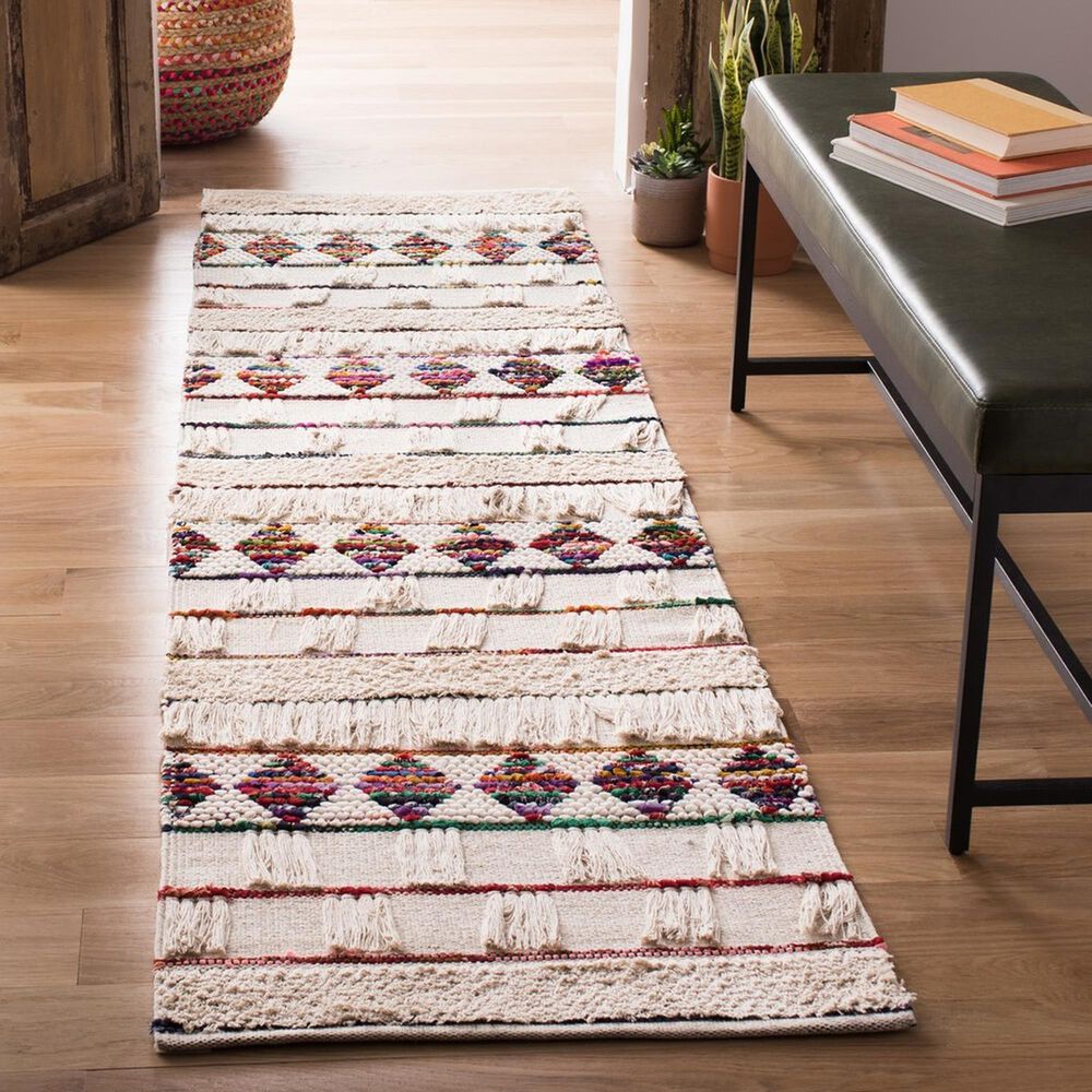 Safavieh Natura NAT657A 2&#39;3&quot; x 8&#39; Ivory and Red Runner, , large