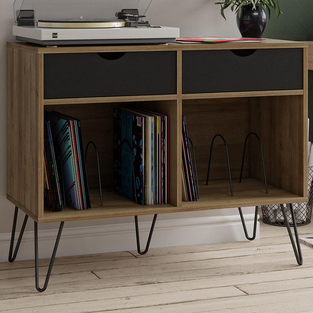 DHP Concord 40&quot; Turntable Stand in Reclaimed Oak, , large