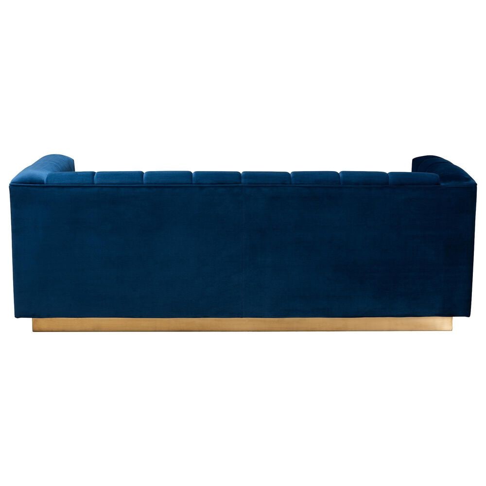 Baxton Studio Loreto Stationary Sofa in Navy Blue Velvet, , large