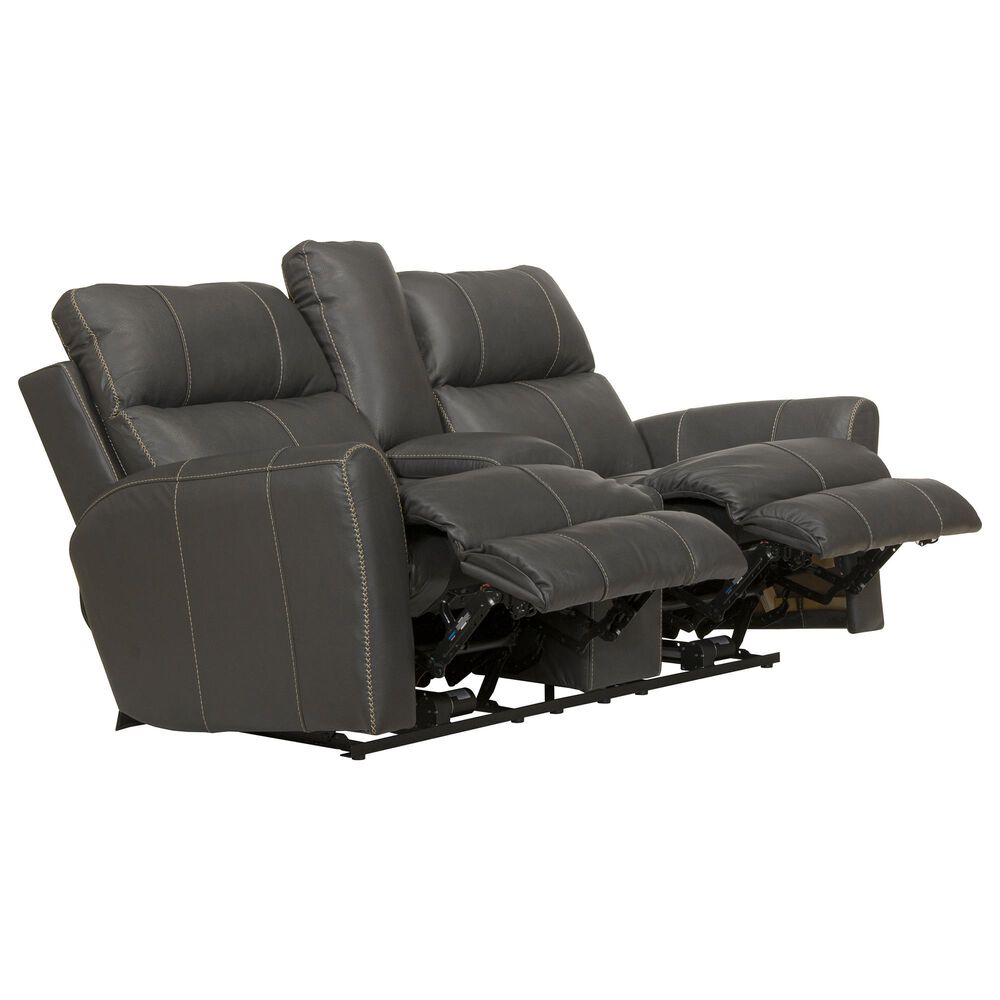 Catnapper Fredda Power Reclining Console Loveseat with Power Headrest in Anthracite, , large