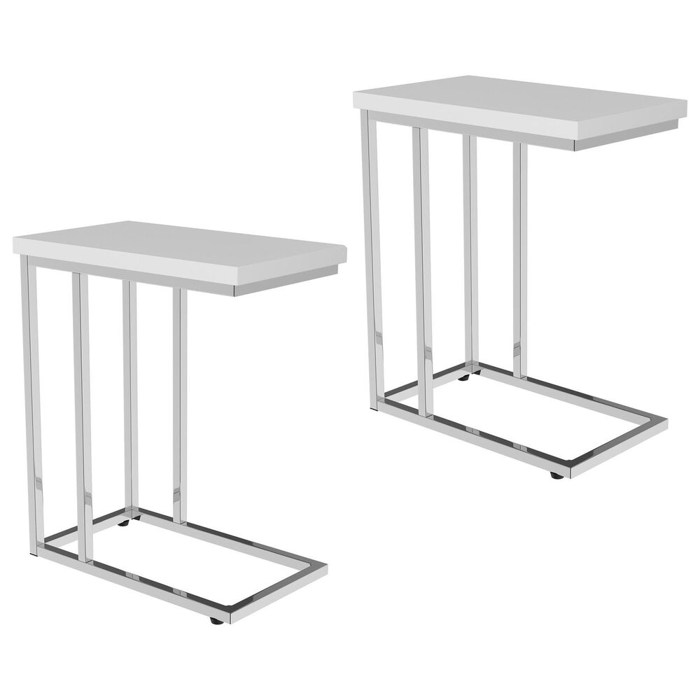 Timberlake Side Table in Glossy White and Chrome (Set of 2), , large