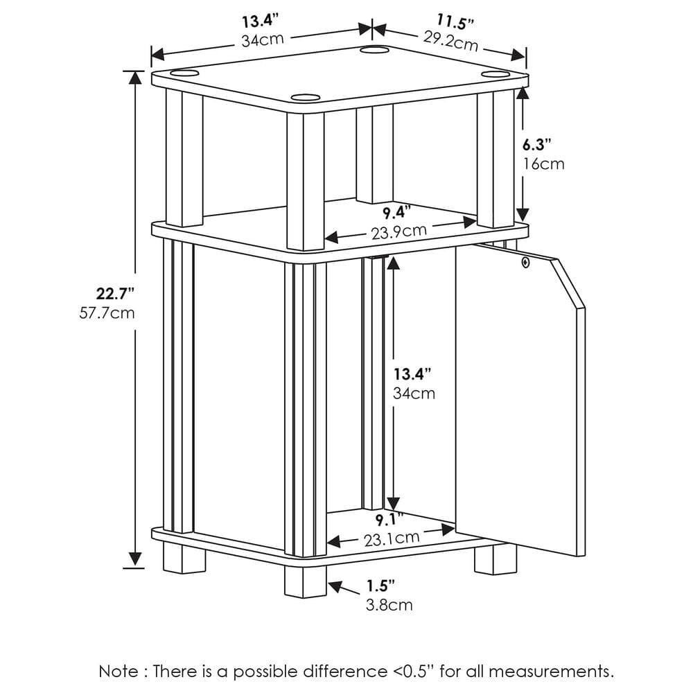 HOMLUX 3-Tier End Table with Door in Espresso and Black (Set of 2), , large