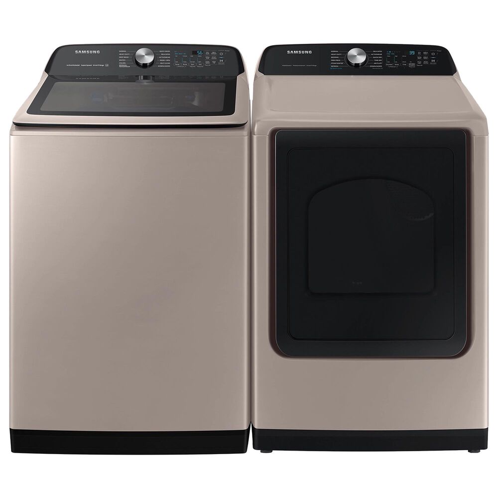 Samsung 5.2 Cu. Ft. Smart Top Load Impeller Washer and 7.4 Cu. Ft. Gas Dryer in Champagne, , large