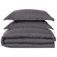 Pem America Brooklyn Loom 3-Piece Full/Queen Linen Duvet Set in Charcoal