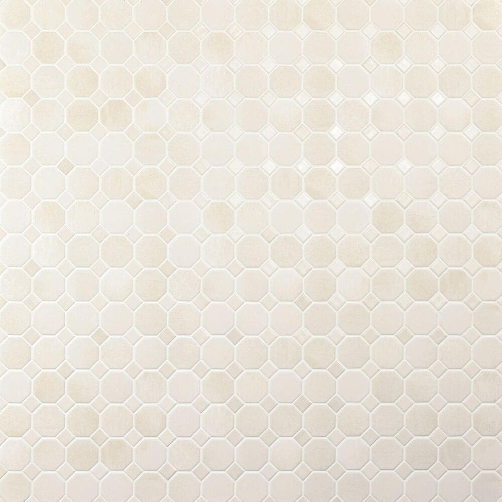 Dal-Tile Relicca Pristine 12" x 12" Octagon Dot Ceramic Mosaic Sheet, , large