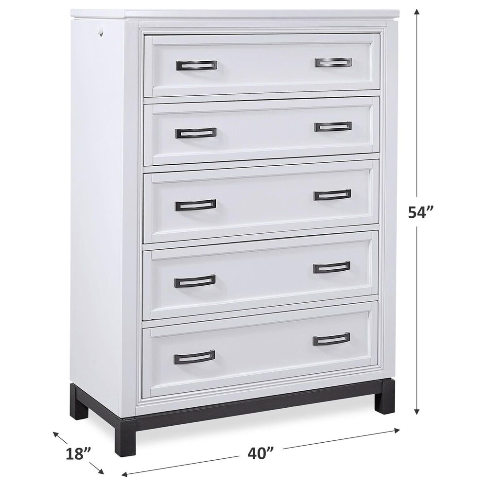 Riva Ridge Hyde Park 5 Drawer Chest in White, , large