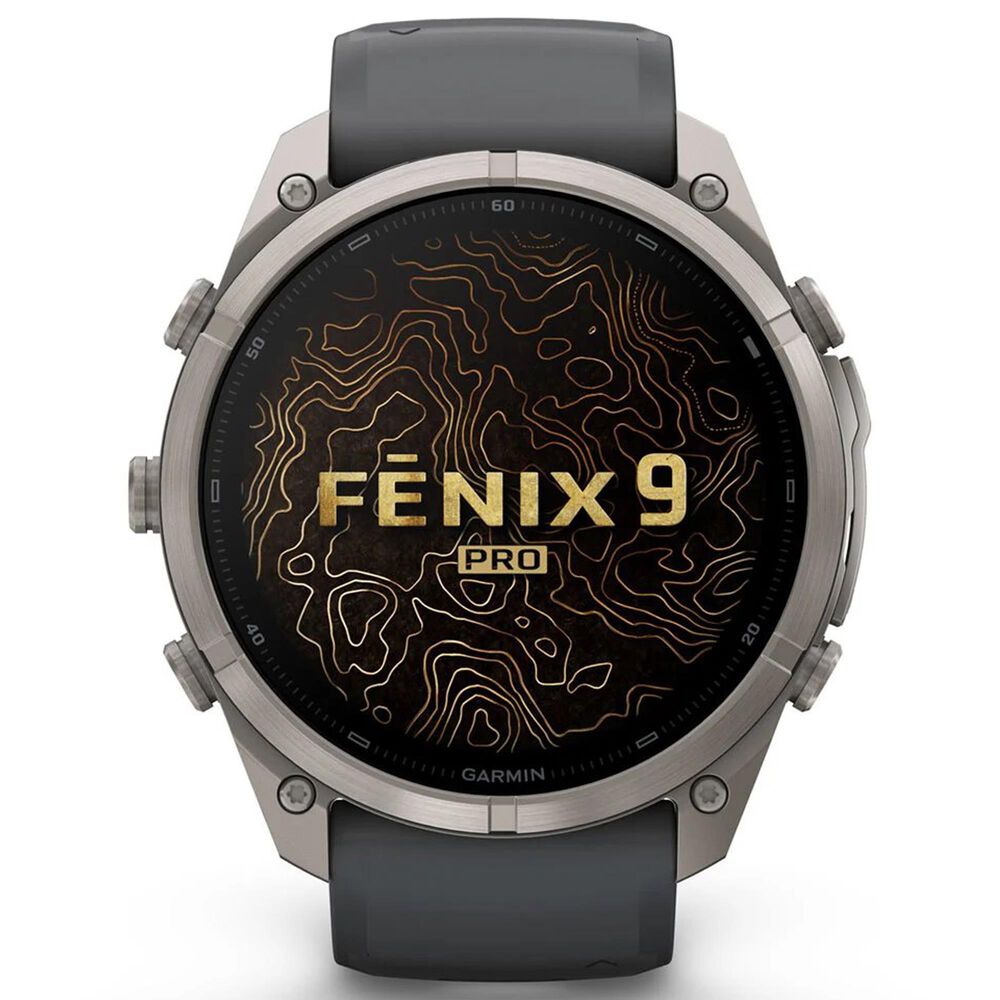 Garmin fenix 9 Pro inReach Smartwatch 51mm Titanium with Graphite and Black Silicone Band, , large