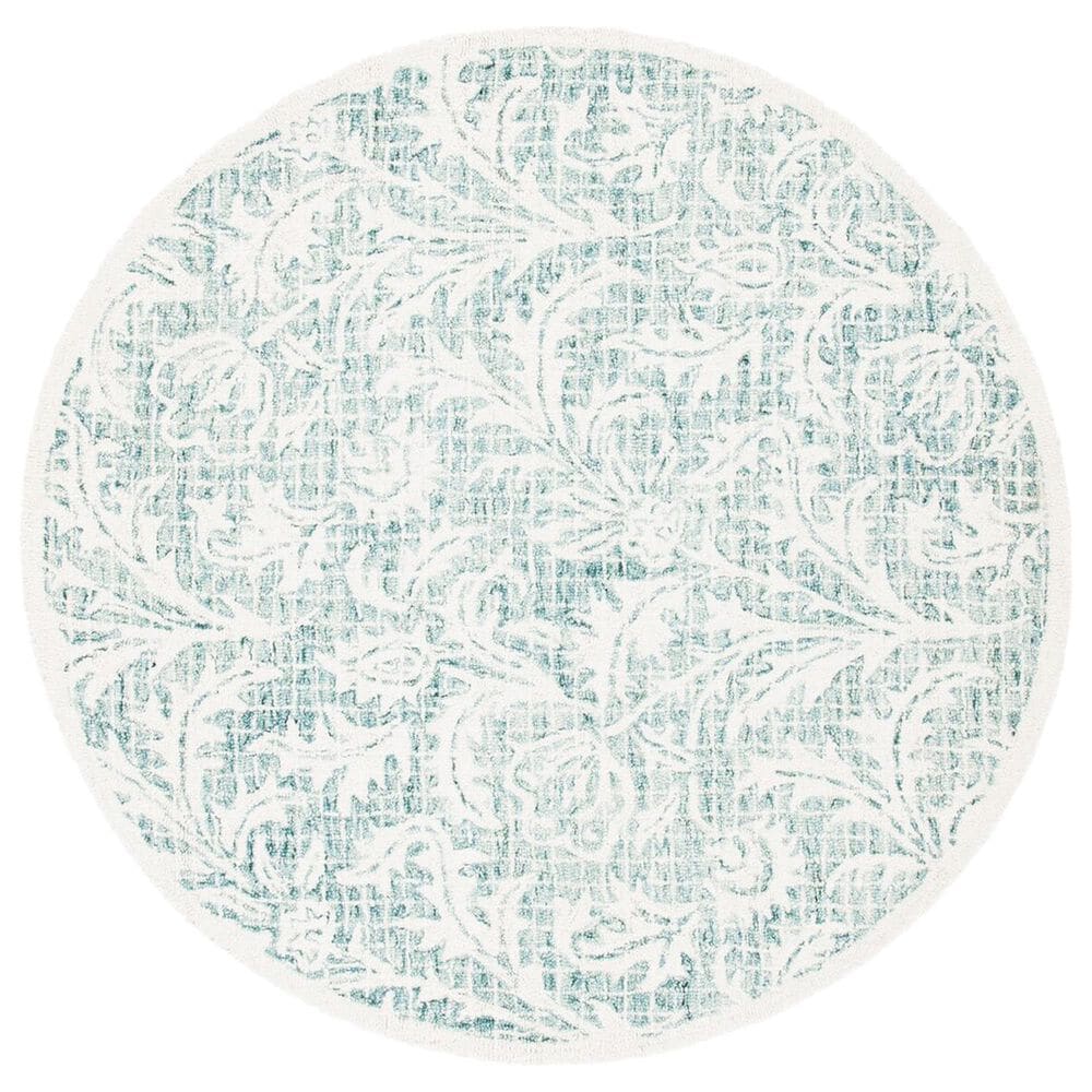 Safavieh Micro-Loop MLP379F 5" Round Gray and Ivory Area Rug, , large