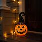 The Gerson Company 24.8"H UL Electric Lighted Outdoor Pumpkin with Witch Hat and 45 Lights in Orange, , large