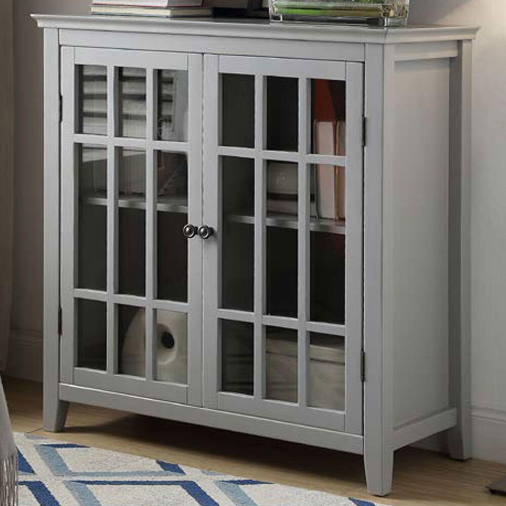 Linden Boulevard Largo Glassfront Double Door Cabinet in Gray, , large