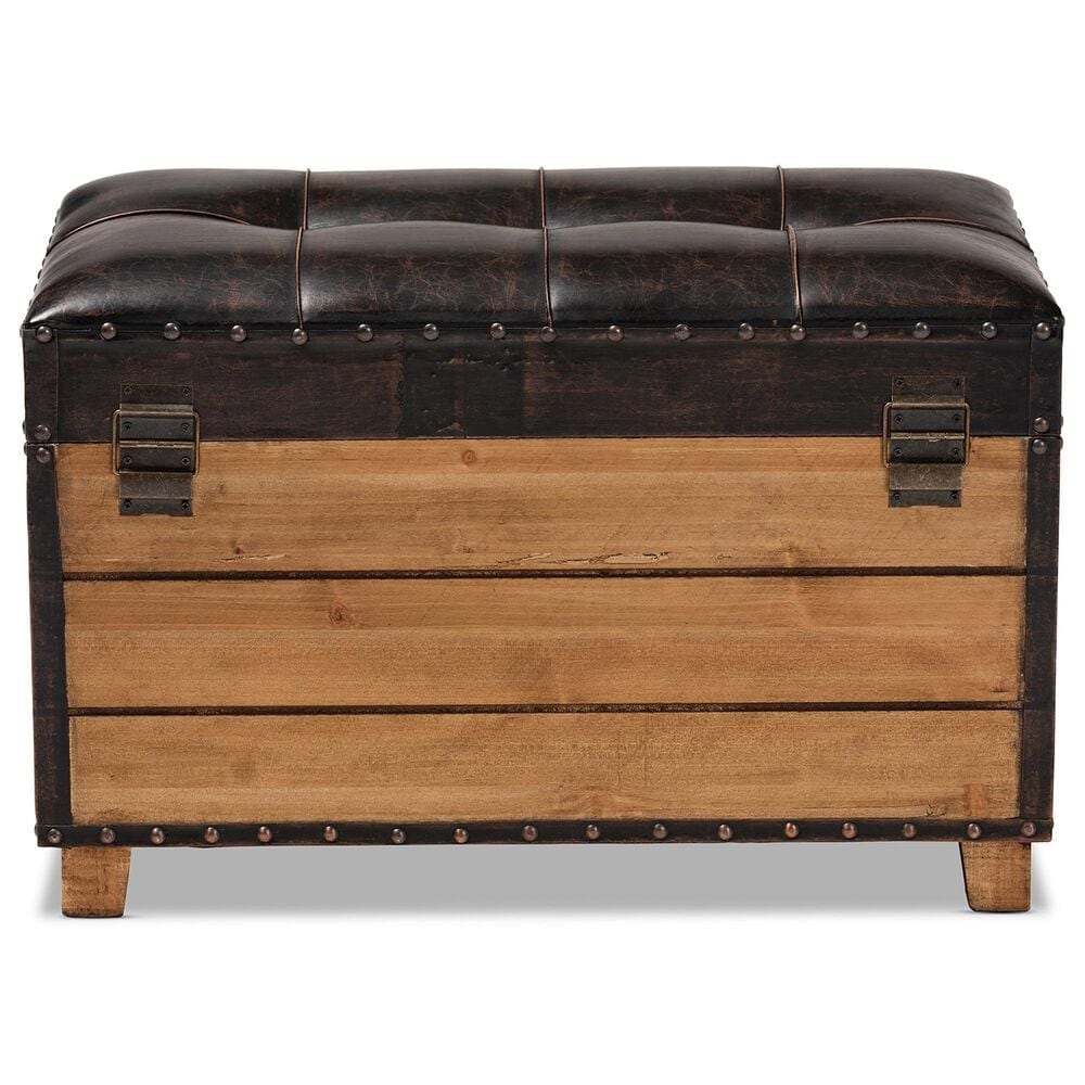 Baxton Studio Marelli 2-Piece Storage Ottoman Set in Dark Brown, , large