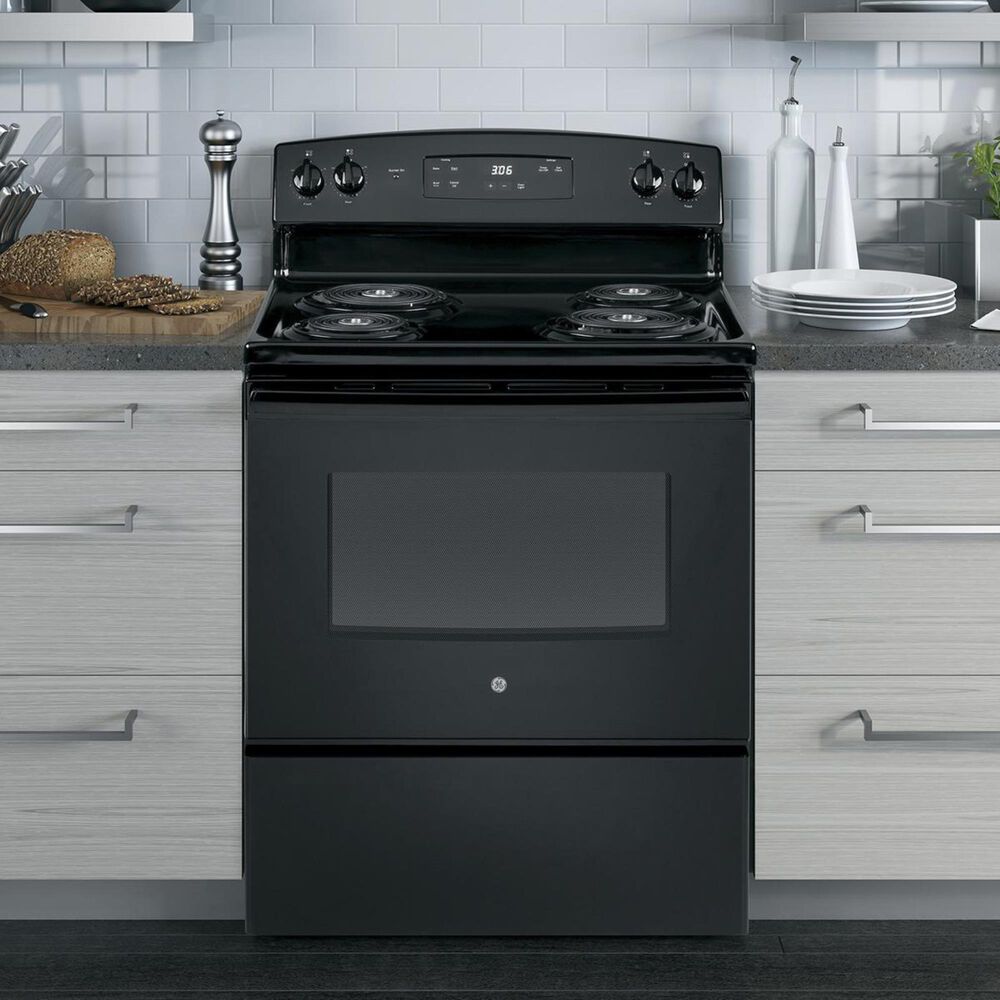 GE Appliances 30&quot; Free-Standing Electric Range with Dual Element Bake in Black, , large